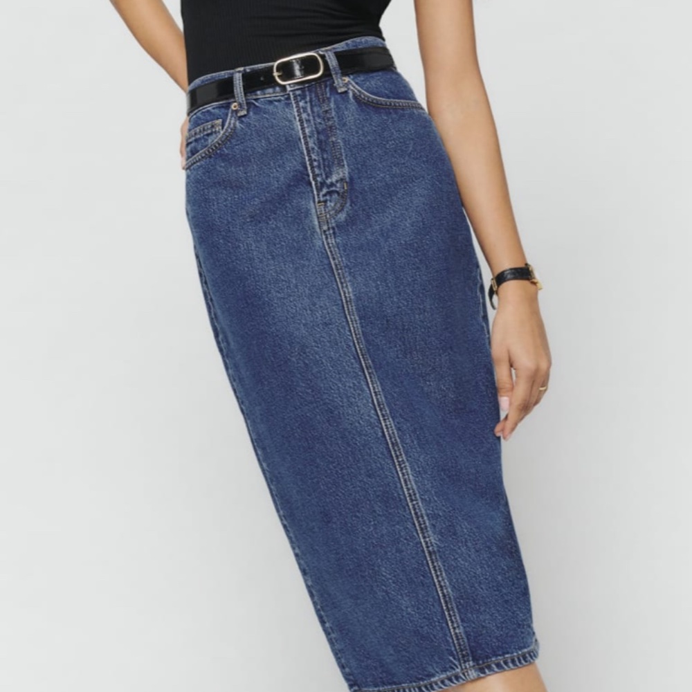 Reformation Jayde Denim Midi Skirt